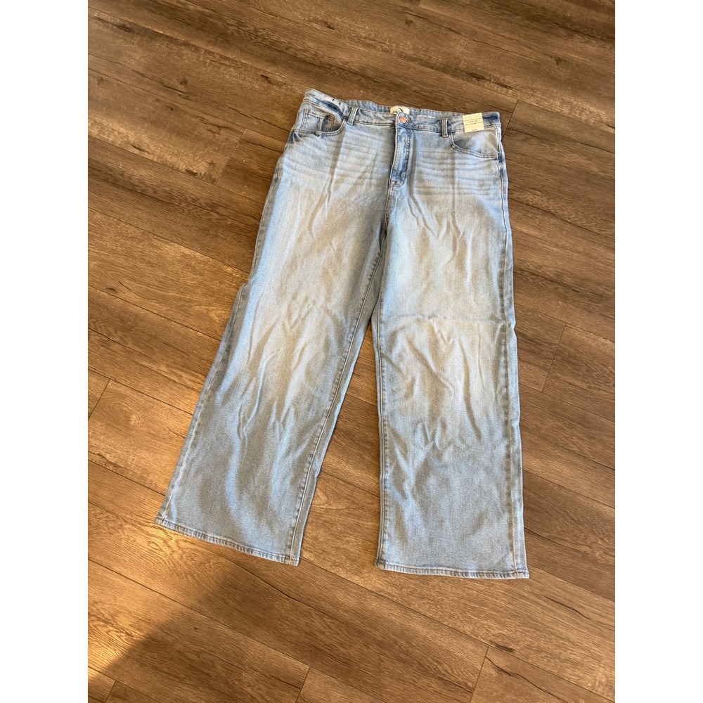 Jordache Womens Light Wash Wide Leg High Rise Denim Jeans Size 18 NWT
